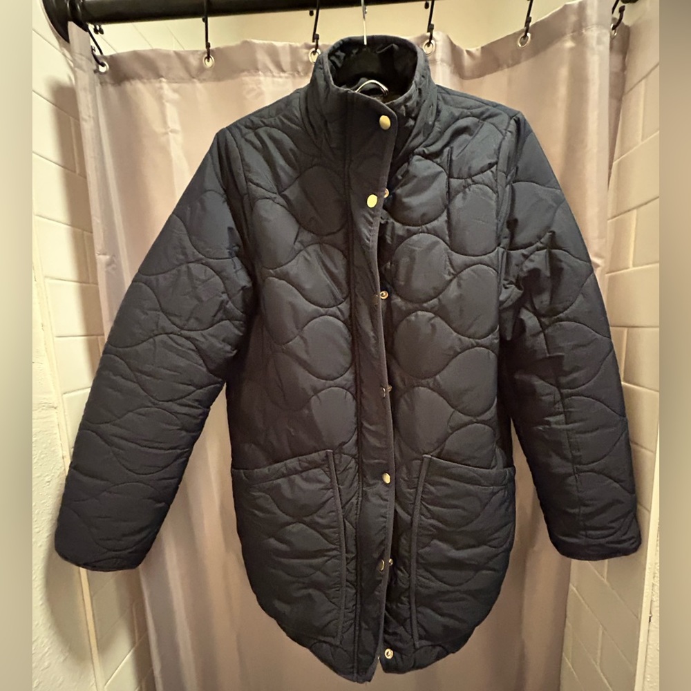 Jcrew Quilted Insulated Coat - Navy size small